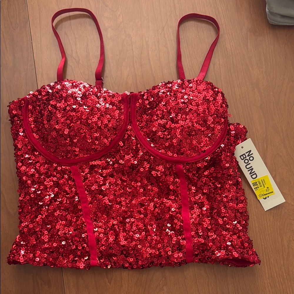 No Boundaries Sparkling Red Sequin Top